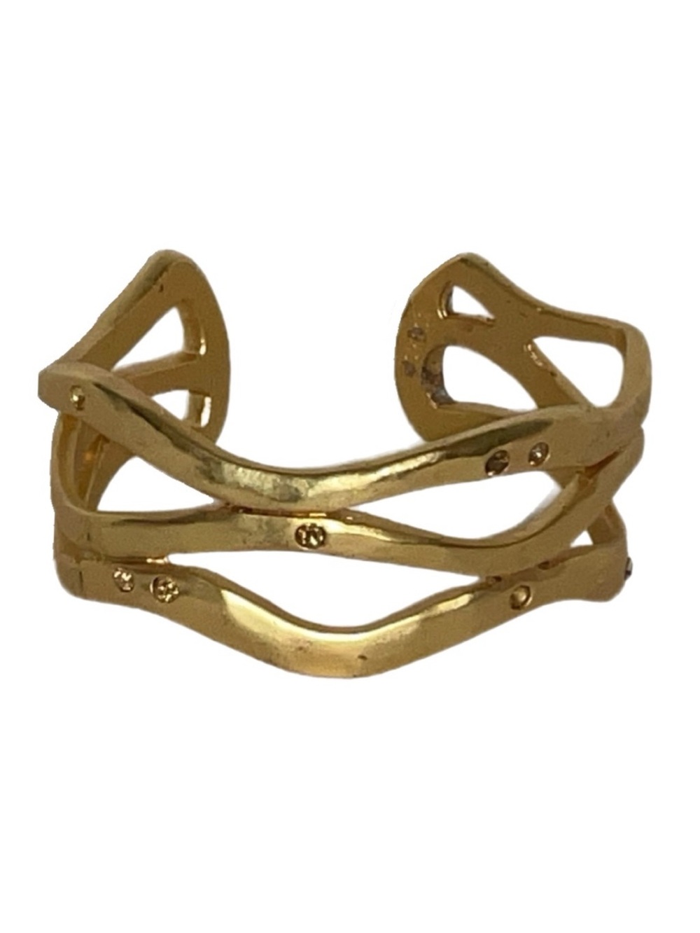 Bracelet - Chicos Wave Design Cuff with Amber Rhinestones